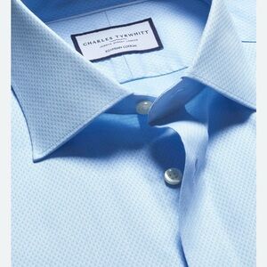 Egyptian Cotton Charles Tyrwhitt Sky Blue Dress Shirt 16.5 x 35